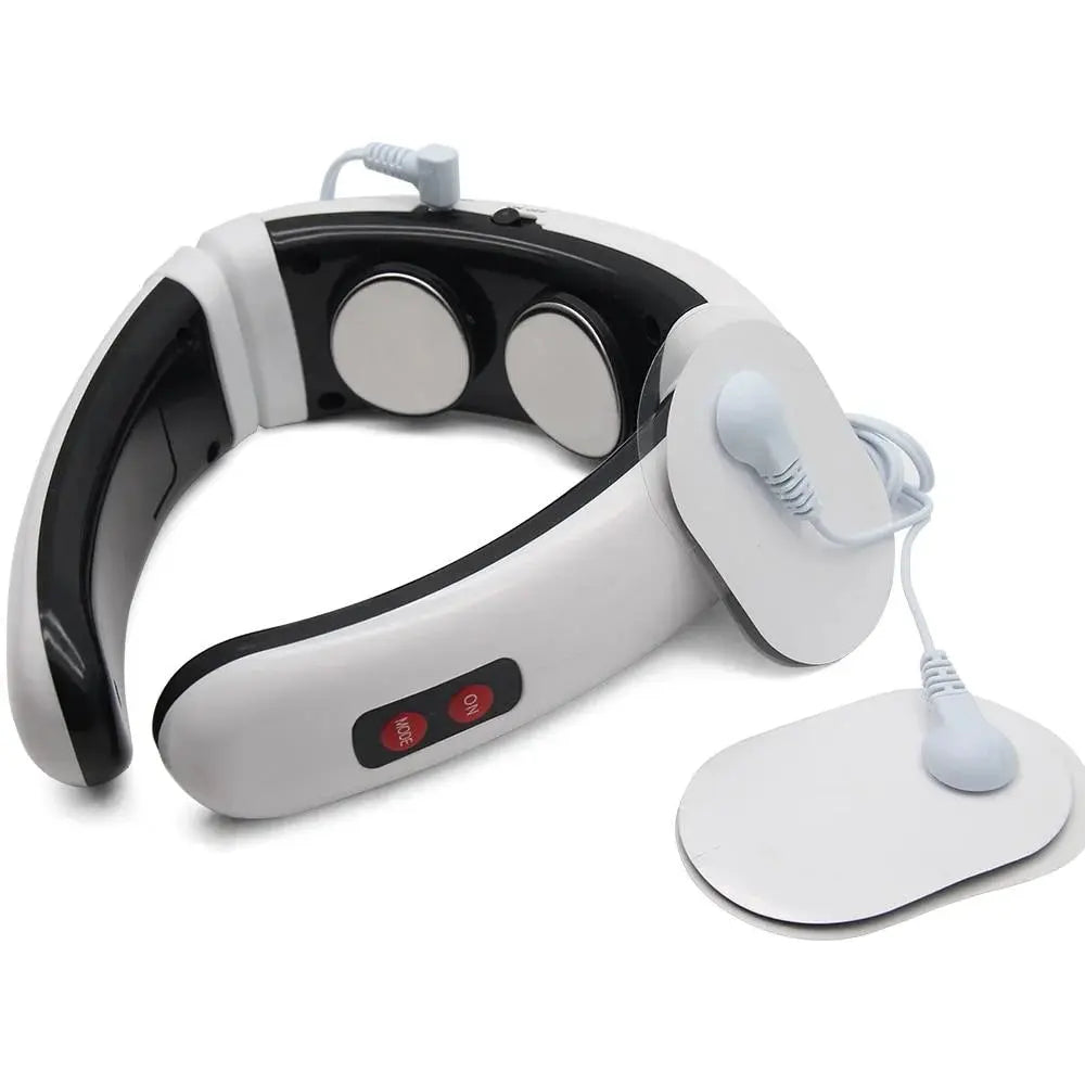 3D Electric Neck Massager - Portable 6 Modes Adjustable 15 Speeds Cordless Deep Tissue Trigger Point Neck Pain Relief Massager with Pulse Pads