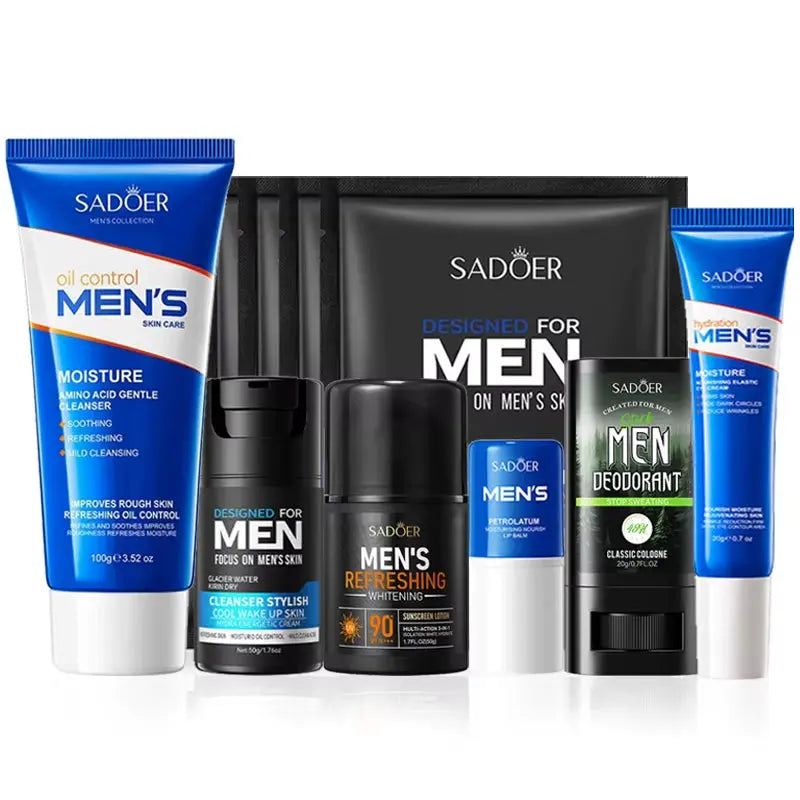 Men'S Skin Care Sets Moisturizing Face Cream Facial Mask Lip Balm Sunscreen Facial Cleanser Eye Cream Men Skin Care Kit