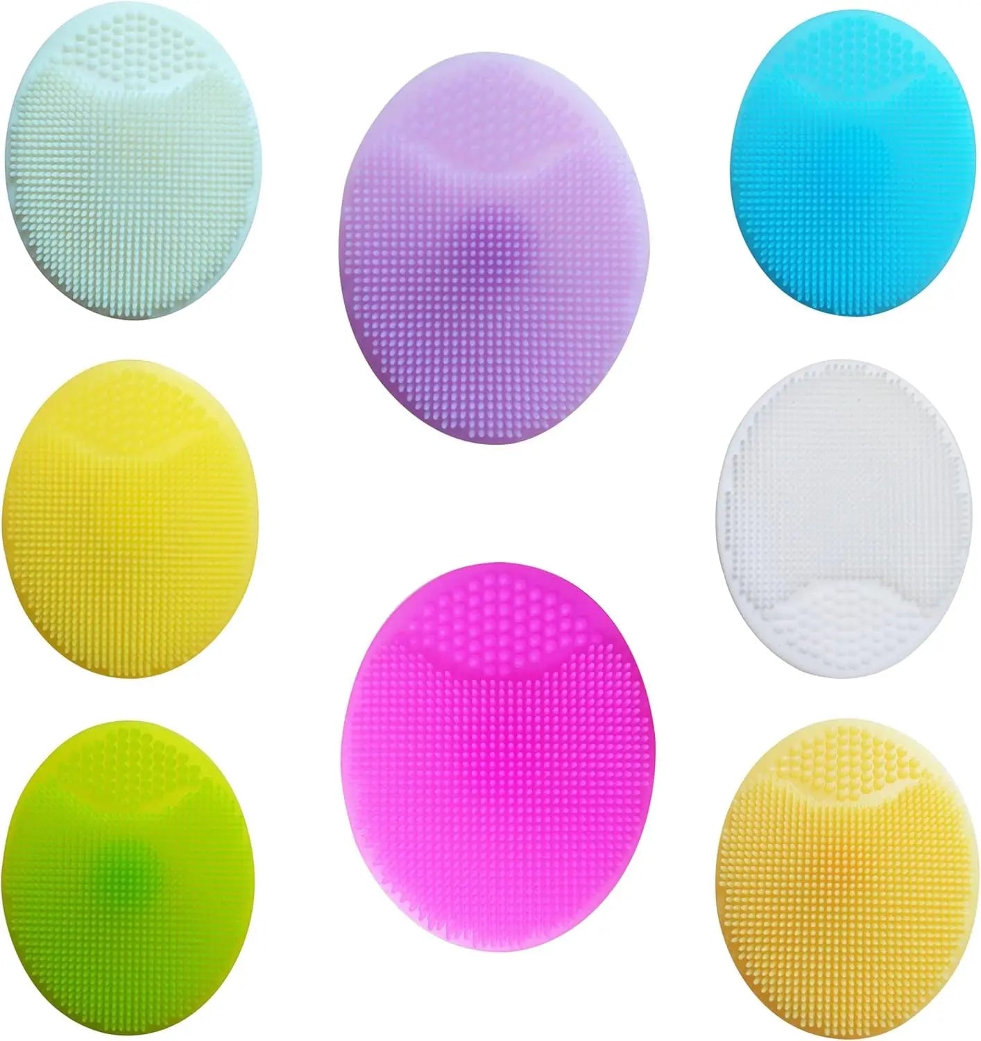 8 Packs of Silicone Body Brush, Silicone Shower Brush, and Scalp Massage Shampoo Brush, Suitable for Various Skin Types of Both Male and Female Infants (8 Colors) (Color)