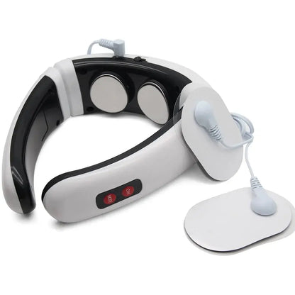 3D Electric Neck Massager - Portable 6 Modes Adjustable 15 Speeds Cordless Deep Tissue Trigger Point Neck Pain Relief Massager with Pulse Pads