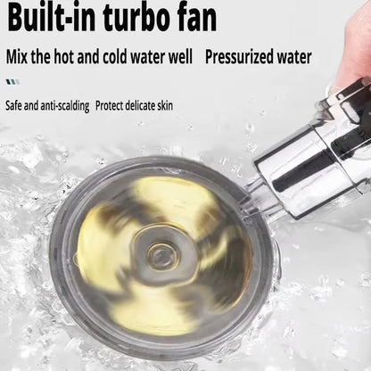 Hot Shower Head Water Saving Flow 360 Degrees Rotating with Small Fan ABS Rain High Pressure Spray Nozzle Bathroom Accessories