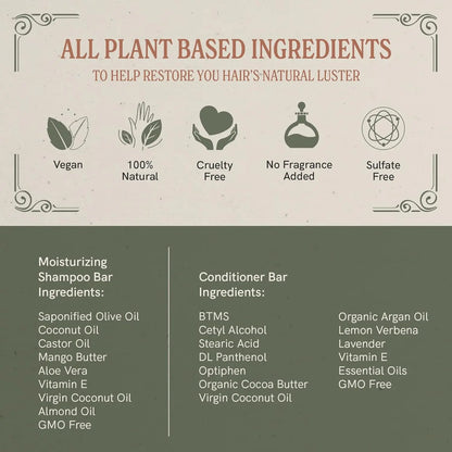 J.R.LIGGETT’S Shampoo Bars and Conditioner Set - Conditioner Bar 1.75Oz + Two Moisturizing Formula Shampoo Bars 3.5Oz - All-Natural Ingredients for Hair Clean, Soft, Tangle-Free - Made in the USA