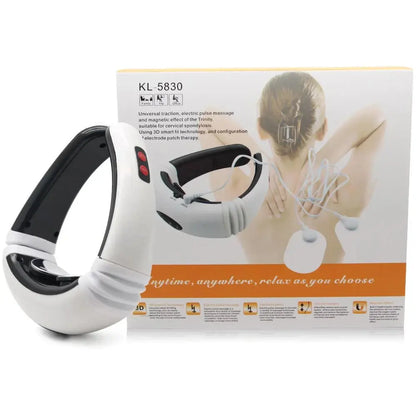 3D Electric Neck Massager - Portable 6 Modes Adjustable 15 Speeds Cordless Deep Tissue Trigger Point Neck Pain Relief Massager with Pulse Pads