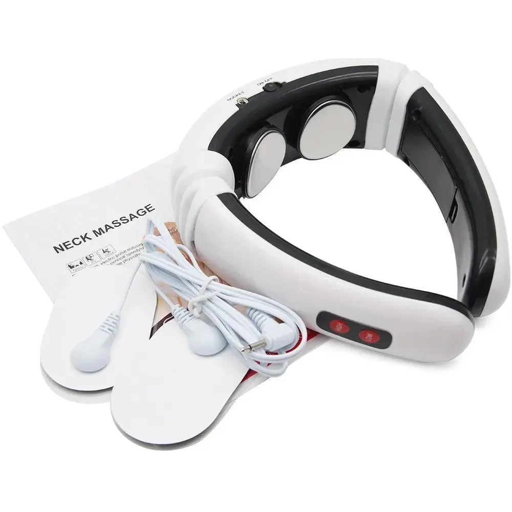 3D Electric Neck Massager - Portable 6 Modes Adjustable 15 Speeds Cordless Deep Tissue Trigger Point Neck Pain Relief Massager with Pulse Pads
